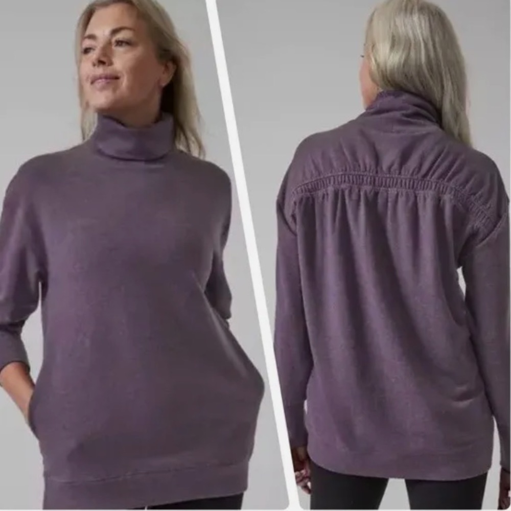 Athleta Balance Cinch Turtleneck sweatshirt Crocus Violet #657531 W-178 Sz M